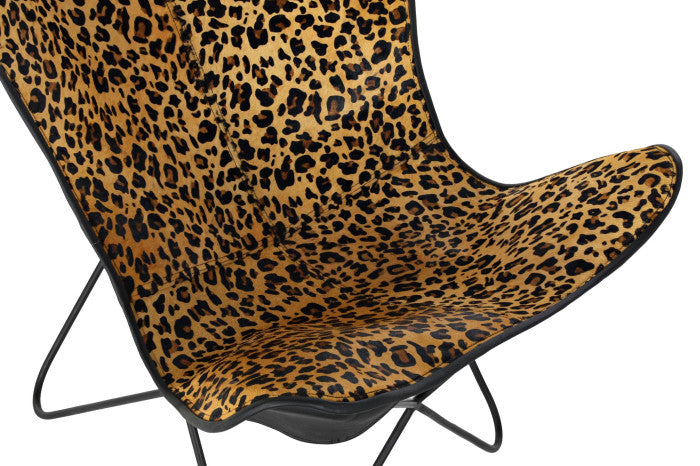 SEDIA METALLO E PELLE LEOPARDO NERO