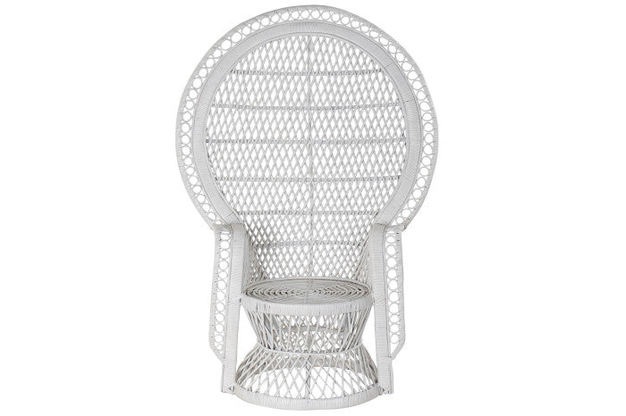 POLTRONA TRONO RATTAN BIANCO