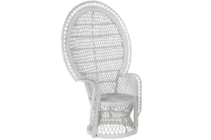 POLTRONA TRONO RATTAN BIANCO