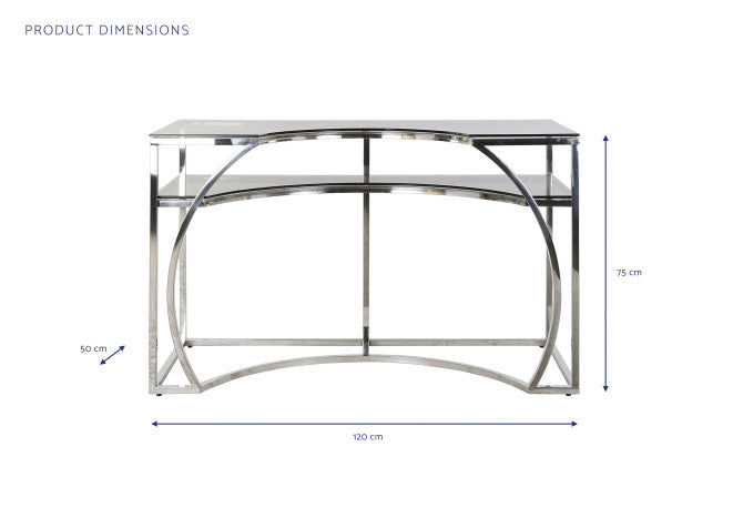 CONSOLE ACCIAIO E CRISTALLO PLATINATO