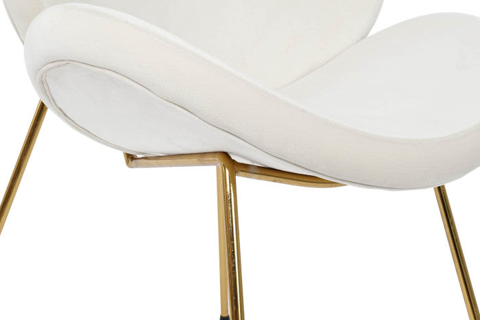 SEDIA IN METALLO E VELLUTO BIANCO